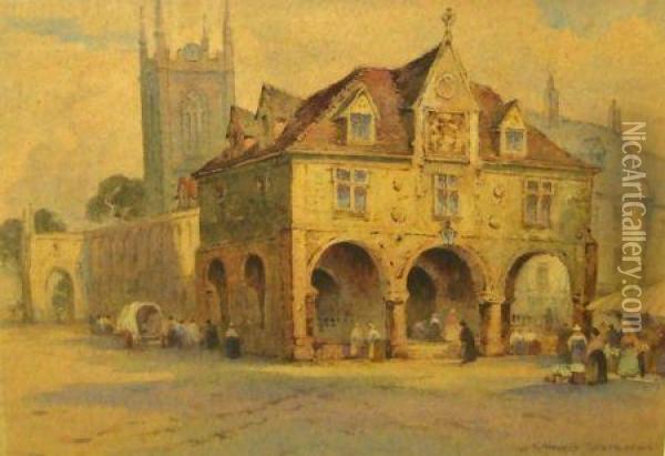 The Town Hall Oil Painting - Robert Herdman-Smith