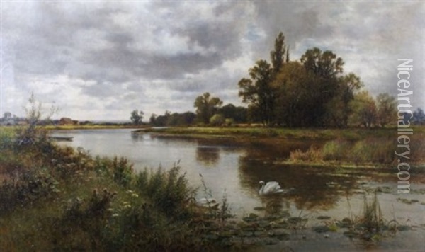 The Thames Near Laleham Ferry Oil Painting - Alfred Glendening Jr.