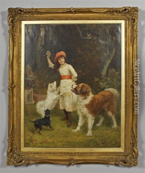 Playmates Oil Painting - Henry Turner Munns