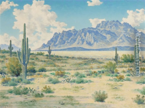 Desert Landscape Oil Painting - Lewis Woods Teel