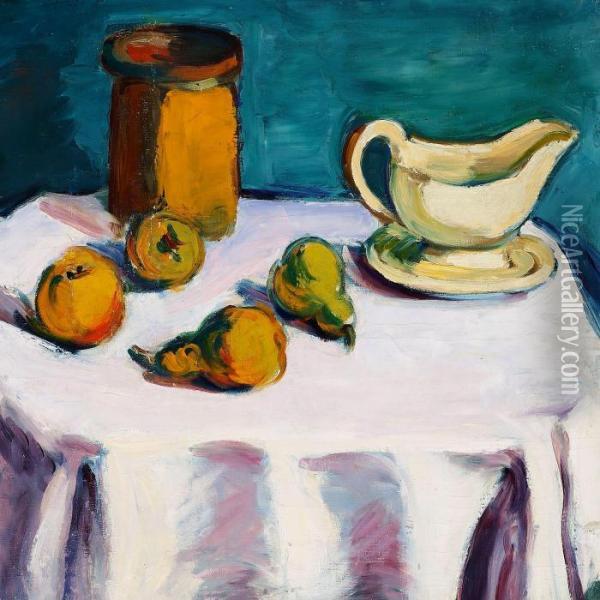 Still Life With Brown Jug Oil Painting - Vilhelm Lundstrom