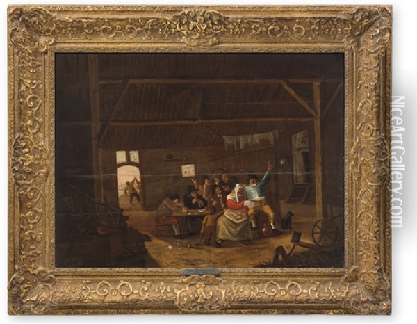 Scheune Mit Feiernder Und Musizierender Gesellschaft Oil Painting - Joos van Craesbeeck