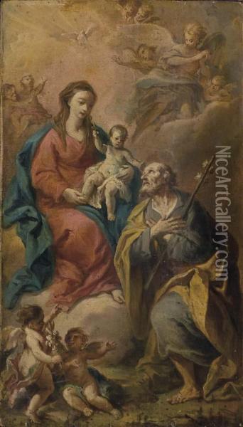 Sacra Famiglia In Gloria Oil Painting - Nicolas Bertuzzi L'Anconitano