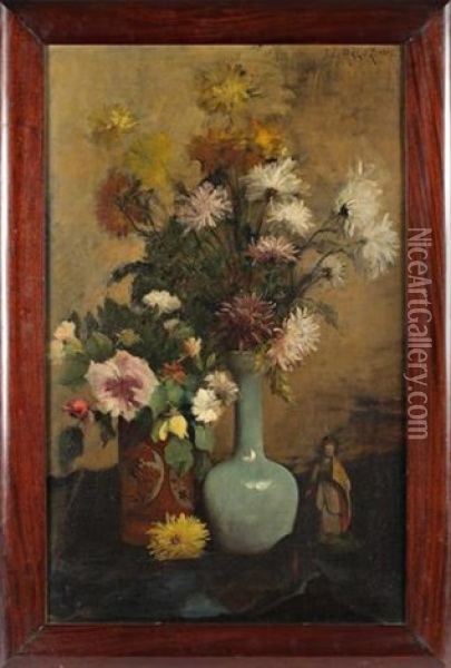 Nature Morte Aux Vases De Fleurs Oil Painting - Jules Felix Ragot