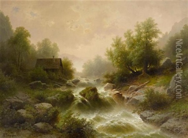 Wildbach In Den Alpen Oil Painting - Albert Rieger