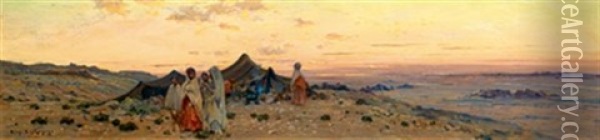 Campement De Nomades Oil Painting - Eugene F. A. Deshayes