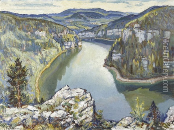 Bassins Du Doubs, Ete Oil Painting - Charles L'Eplattenier