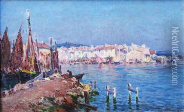 Le Port Des Martigues Oil Painting - Jules-Justin Claverie