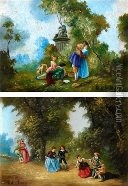 Escenas Campestres (pair) Oil Painting - Miguel Montaner
