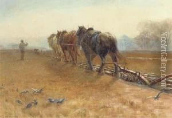 The Plough Team Oil Painting - Henry H. Sands