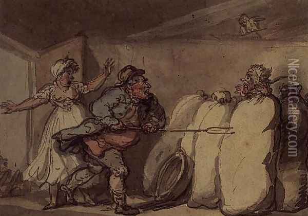 The Discovery Oil Painting - Thomas Rowlandson