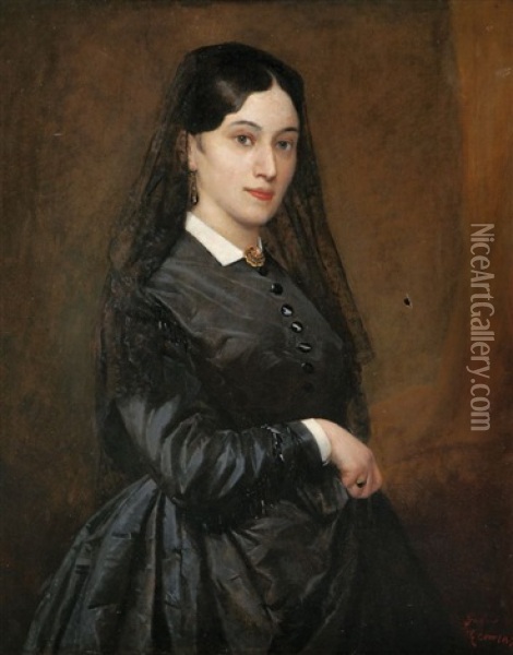 Portrait Einer Noblen Dame Oil Painting - Felice (Leppa) Zennaro