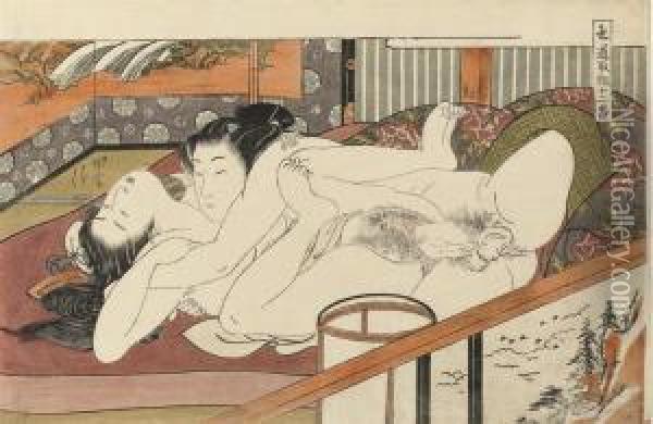 From The Series 
Shikido Torikumi Juniban Oil Painting - Isoda Koryusai