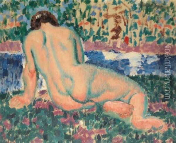 Jeune Femme Assise De Dos Oil Painting -  Marcel-Lenoir (Jules Oury)