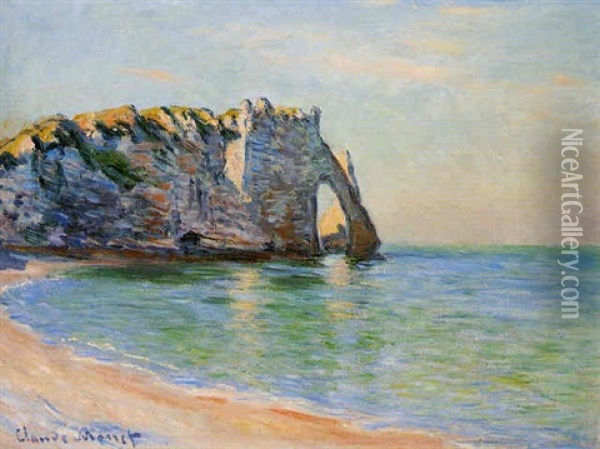 La Falaise D'aval, La Porte Et L'aiguille Oil Painting - Claude Monet