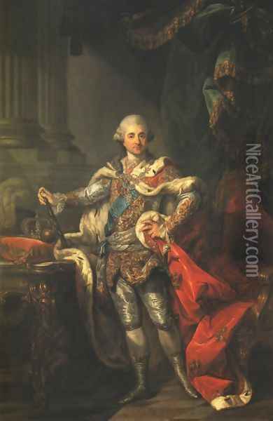 Portrait of King Stanislaus Augustus in a Coronation Costume Oil Painting - Marcello Bacciarelli