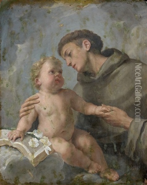 Saint-antoine De Padoue Et L'enfant Jesus Oil Painting - Ludovico Stern