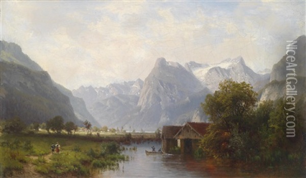 Motiv Vom Vierwaldstatter See Oil Painting - Josef Schoyerer