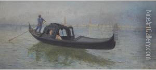 A Gondola On The Venetian Lagoon Oil Painting - Jarvis Matthew