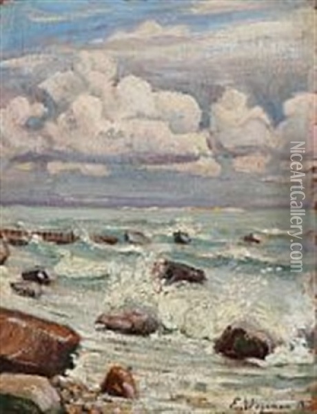 Coastal Scape On A Cloudy Day Oil Painting - Lili Elbe