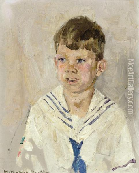 Portrait Of Ivan H. Dunton (the Artist's Son) Oil Painting - W. Herbert Dunton