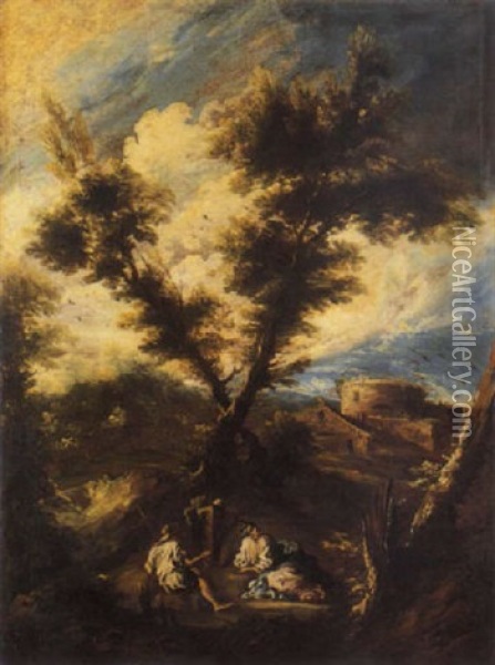 Paesaggio Con Viandanti Oil Painting - Alessandro Magnasco