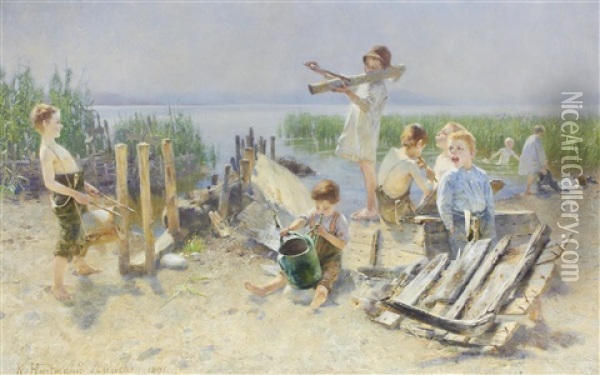 Al Fresco Concert Oil Painting - Karl Hartmann