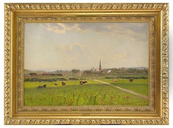 Utsikt Over Nyborg Pa Fyn - Danmark Oil Painting - Godfred Christensen