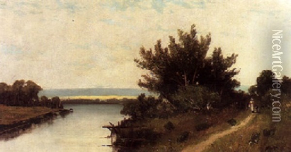 On The Passaic River, New York Oil Painting - Frederick Ferdinand Schafer