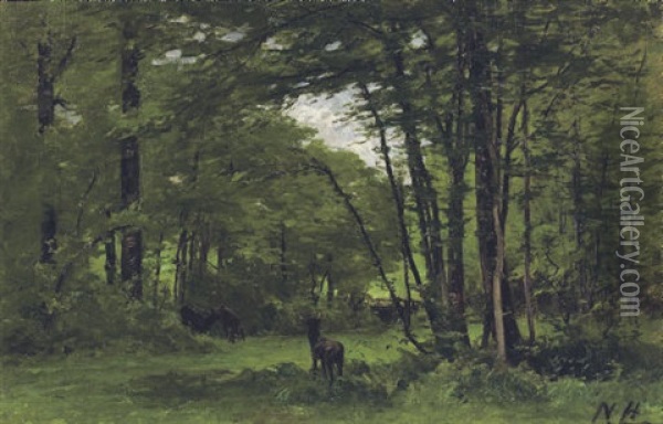 The Boundary Fence, Forest Of Fontainbleau Oil Painting - Nathaniel Hone the Younger