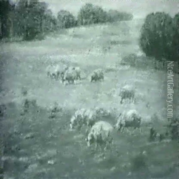 Grazing Sheep Oil Painting - Ernest Albert