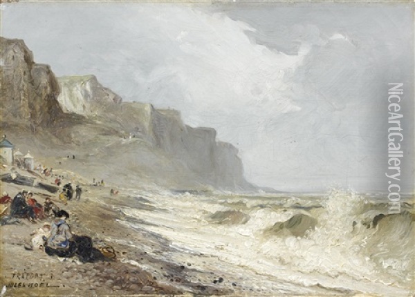 Plage Au Treport Oil Painting - Jules Achille Noel