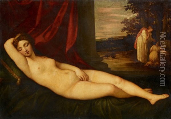Recumbent Venus Oil Painting - Alessandro Varotari