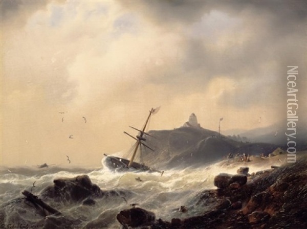 Seesturm Oil Painting - Andreas Achenbach