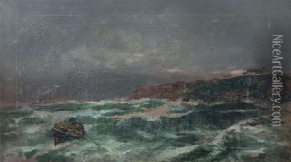 Small Boat In Stormy Weather Oil Painting - Paulus Petrus van der Velden