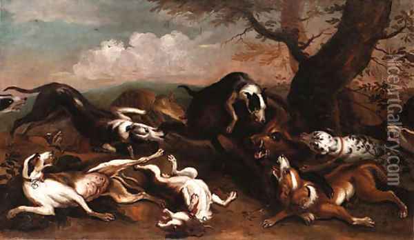 A Boar Hunt Oil Painting - Abraham Hondius