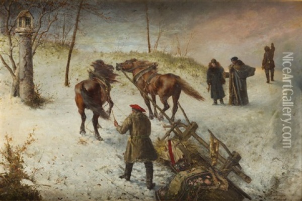 Frightened Horses Oil Painting - Anton Kozakiewicz