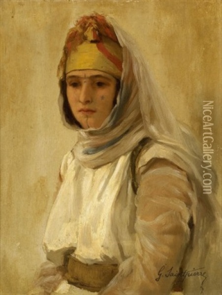 Portrait D'une Jeune Femme Oil Painting - Gaston Casimir Saint-Pierre