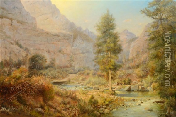 Wolf Creek Canyon Oil Painting - Ralph Earl Decamp