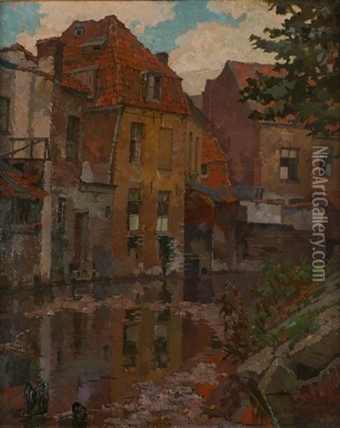 Vue De Gand Oil Painting - Charles Rene Callewaert