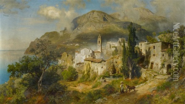 Italienische Kustenlandschaft Bei Neapel Oil Painting - August Wilhelm Leu