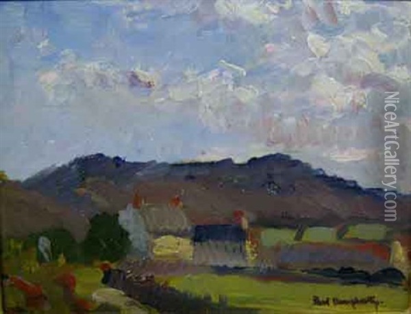 Houses In A Landscape Oil Painting - Paul Dougherty