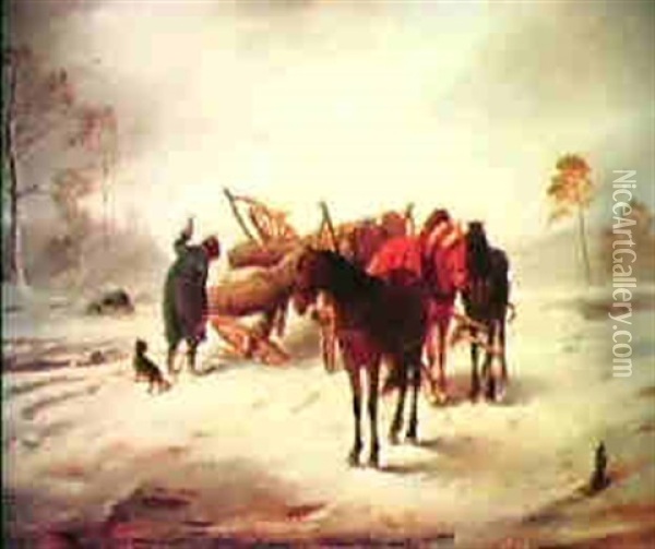 In The Storm Oil Painting - Karl Wilhelm Hahn