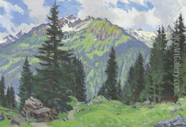 Landschaft Bei Wengen Oil Painting - Waldemar Theophil Fink