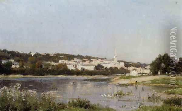 The Banks of the Saine at St. Cloud Oil Painting - Stanislas Lepine