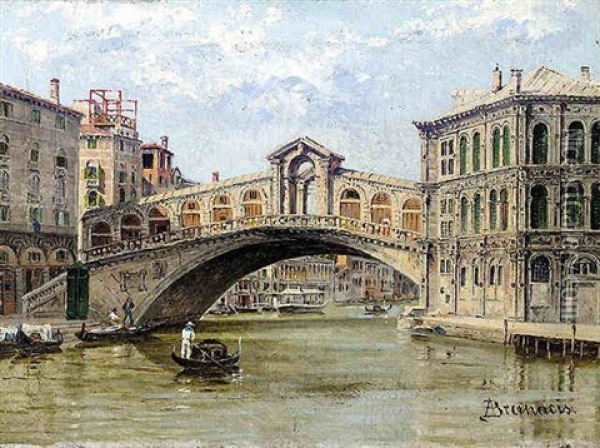 View Of The Rialto Bridge, Venice Oil Painting - Antonietta Brandeis