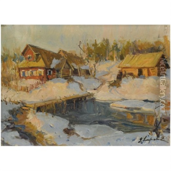 Russian Landscape Oil Painting - Georgi Alexandrovich Lapchine
