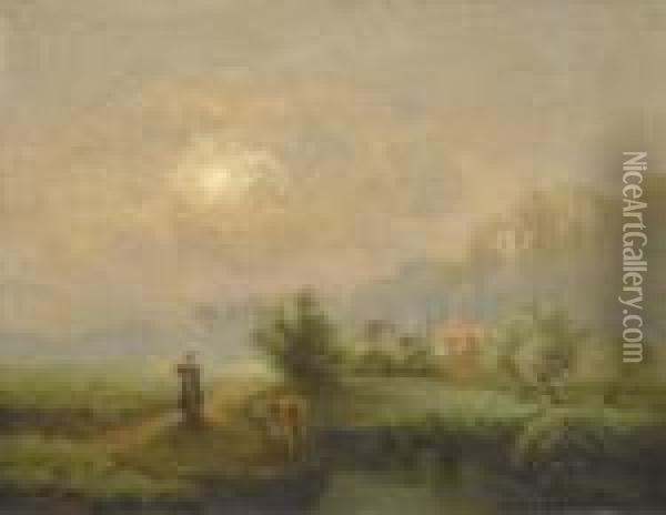 Effets De Soleil A Travers Le Brouillard Oil Painting - Antoine Chintreuil