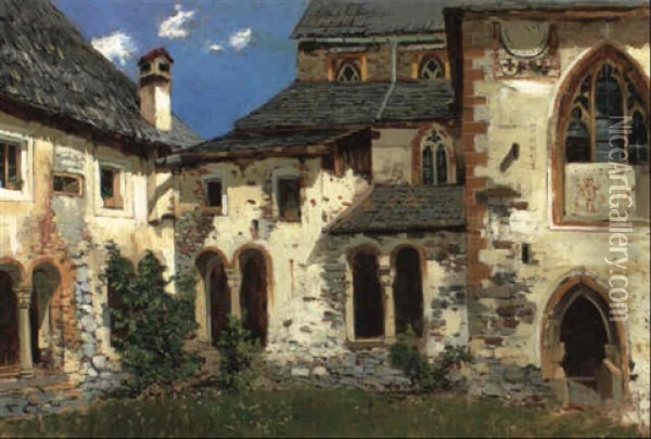 Klosterhof In 'millstatt' Oil Painting - Theodor von Hoermann