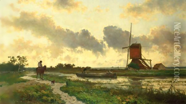 Sunset Near Boskoop Oil Painting - Jan Hendrik Weissenbruch